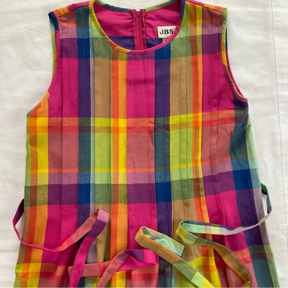 Vintage J.B.S Linen Blend Colorful Midi Dress 14, fits like 10 Pink - Picture 2 of 11